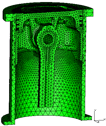 Конечно-элементная модель поршень-шатун-гильза блока цилиндров